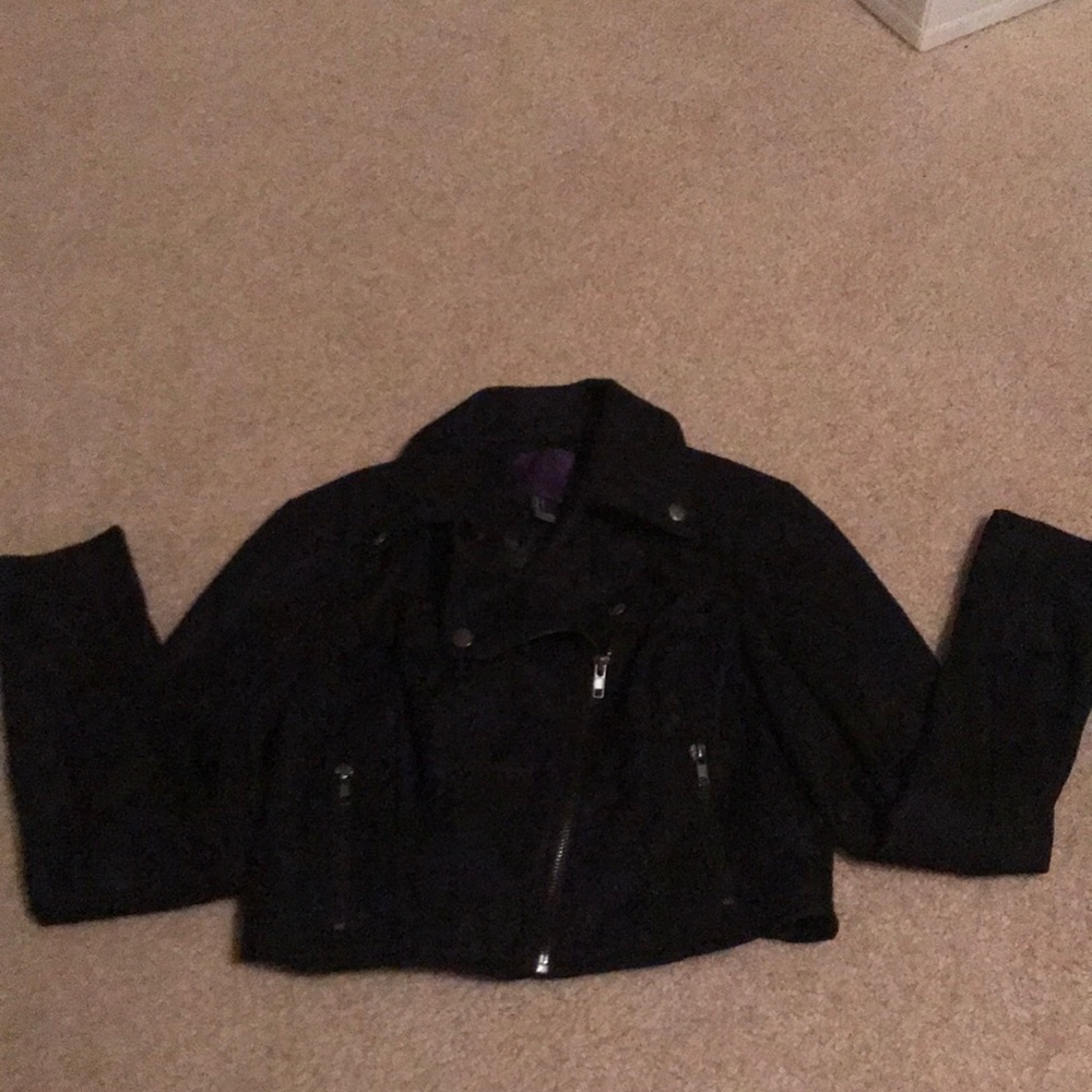 Black lace crop jacket.